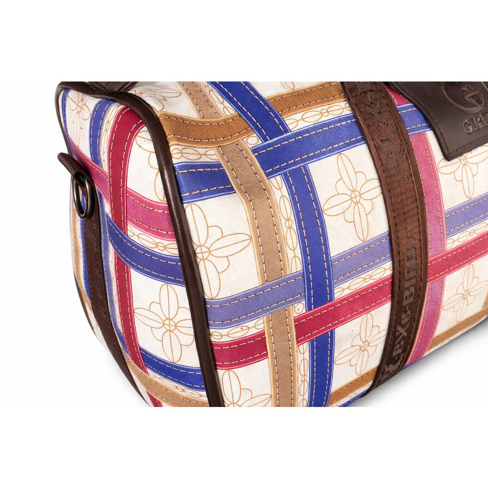Patterned Duffel Bag with Leather Accents